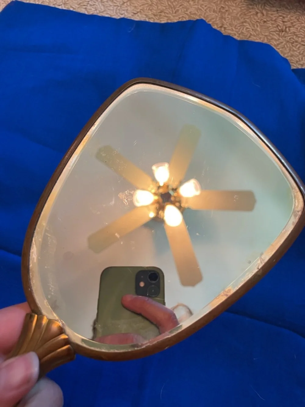 Vintage dried leaves handheld mirror